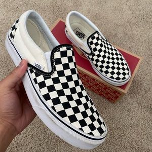 Black/White Checkered Vans SlipOn Sz9.5